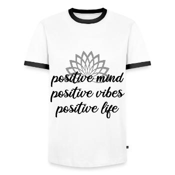 Lotus flower - Men's Ringer Shirt - white/black - Front - AI Model Female 172 light (172cm) & AI Model Male 178 dark (178cm)