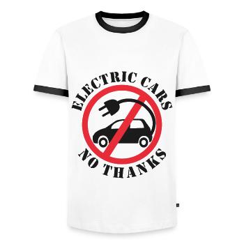 Voitures électriques Non merci - T-shirt contrasté Homme - blanc/noir - Devant - AI Model Female 172 light (172cm) & AI Model Male 178 dark (178cm)