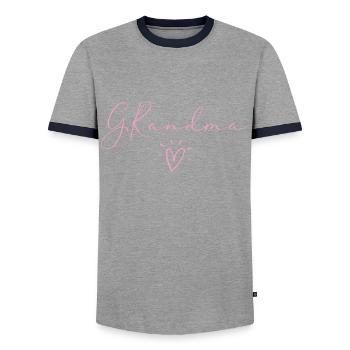 Grandma. - Men's Ringer Shirt - grey/navy  - Front - AI Model Female 172 light (172cm) & AI Model Male 178 light (178cm)