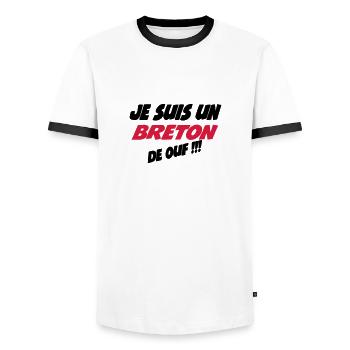 Je suis un breton de ouf !!! - T-shirt contrasté Homme - blanc/noir - Devant - AI Model Female 172 light (172cm) & AI Model Male 178 dark (178cm)