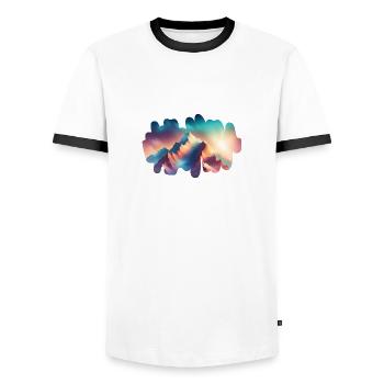 Bergdämmerung - Männer Kontrast-T-Shirt - Weiß/Schwarz - Vorne - AI Model Female 172 light (172cm) & AI Model Male 178 dark (178cm)
