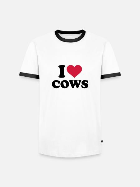 I love Cows - T-shirt contrasté Homme - blanc/noir