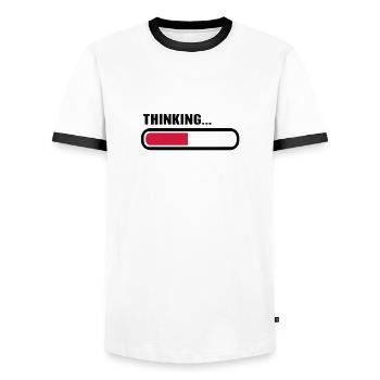 Thinking loading - Men's Ringer Shirt - white/black - Front - AI Model Female 172 light (172cm) & AI Model Male 178 dark (178cm)
