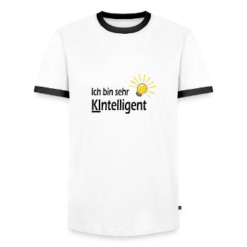 I'm very creative - Men's Ringer Shirt - white/black - Front - AI Model Female 172 light (172cm) & AI Model Male 178 dark (178cm)