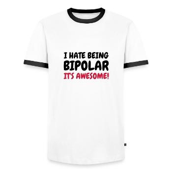Bipolar - Humor - Funny - Joke - Friend - Männer Kontrast-T-Shirt - Weiß/Schwarz - Vorne - AI Model Female 172 light (172cm) & AI Model Male 178 dark (178cm)