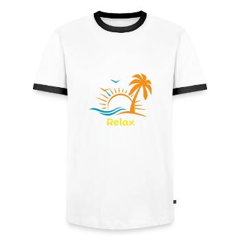Relax - Men's Ringer Shirt - white/black - Front - AI Model Female 172 light (172cm) & AI Model Male 178 dark (178cm)