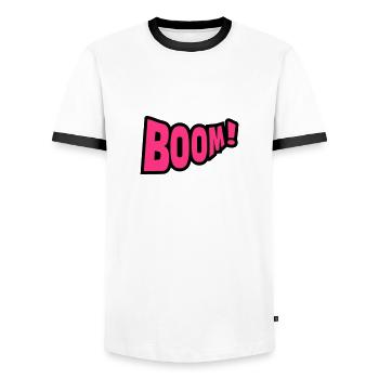 Boom - T-shirt contrasté Homme - blanc/noir - Devant - AI Model Female 172 light (172cm) & AI Model Male 178 dark (178cm)