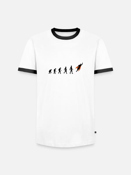 Evolution, super, held, Superhelden, darwin, - Männer Kontrast-T-Shirt - Weiß/Schwarz