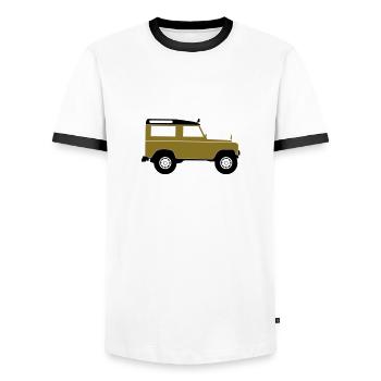 Sports Utility Vehicle SUV - Männer Kontrast-T-Shirt - Weiß/Schwarz - Vorne - AI Model Female 172 light (172cm) & AI Model Male 178 dark (178cm)