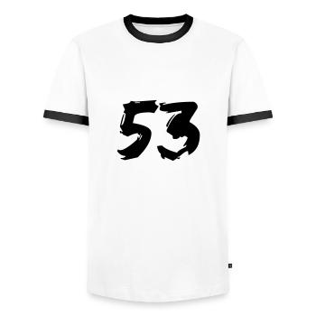 Brushed 53 - Männer Kontrast-T-Shirt - Weiß/Schwarz - Vorne - AI Model Female 172 light (172cm) & AI Model Male 178 dark (178cm)