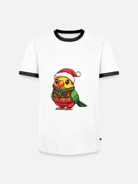 Parrot Christmas Comic - Men's Ringer Shirt - white/black
