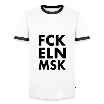 Fck eln msk - Men's Ringer Shirt - white/black - Front - AI Model Female 172 light (172cm) & AI Model Male 178 dark (178cm)