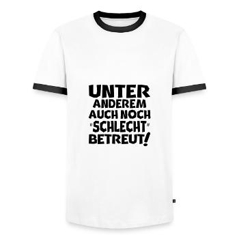 schlecht betreut - Männer Kontrast-T-Shirt - Weiß/Schwarz - Vorne - AI Model Female 172 light (172cm) & AI Model Male 178 dark (178cm)