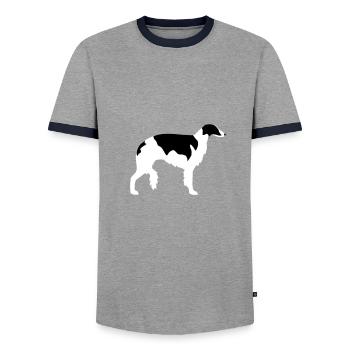 Barsoi - Männer Kontrast-T-Shirt - Grau/Navy  - Vorne - AI Model Female 172 light (172cm) & AI Model Male 178 light (178cm)
