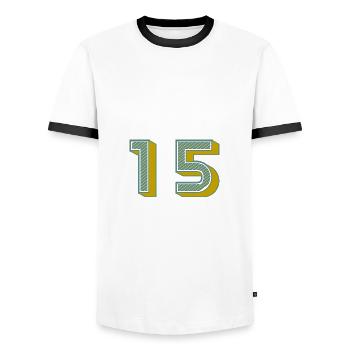 15. 15 ANS. 15e ANNIVERSAIRE. ANNIVERSAIRE 15 ANS. - T-shirt contrasté Homme - blanc/noir - Devant - AI Model Female 172 light (172cm) & AI Model Male 178 dark (178cm)