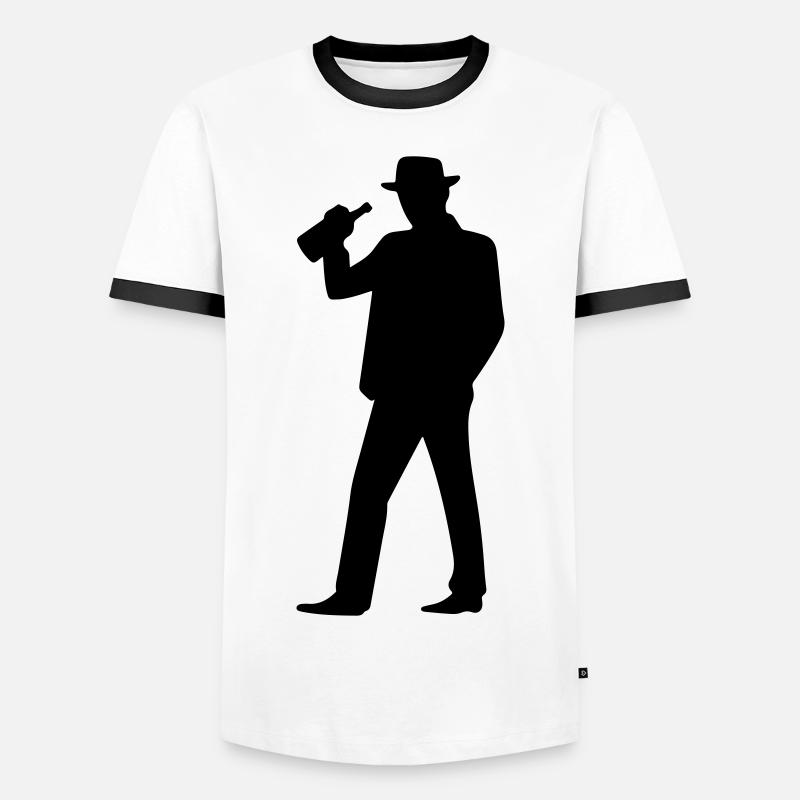 Drunk Silhouette Funny - Men's Ringer Shirt - white/black