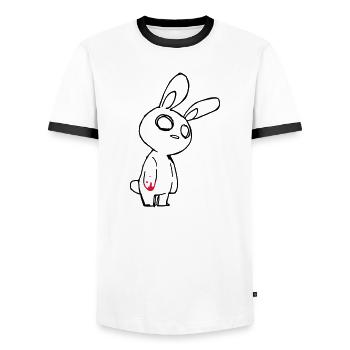 Zombie Hase – Gothic Bunny Halloween Blut Shirt - Männer Kontrast-T-Shirt - Weiß/Schwarz - Vorne - AI Model Female 172 light (172cm) & AI Model Male 178 dark (178cm)