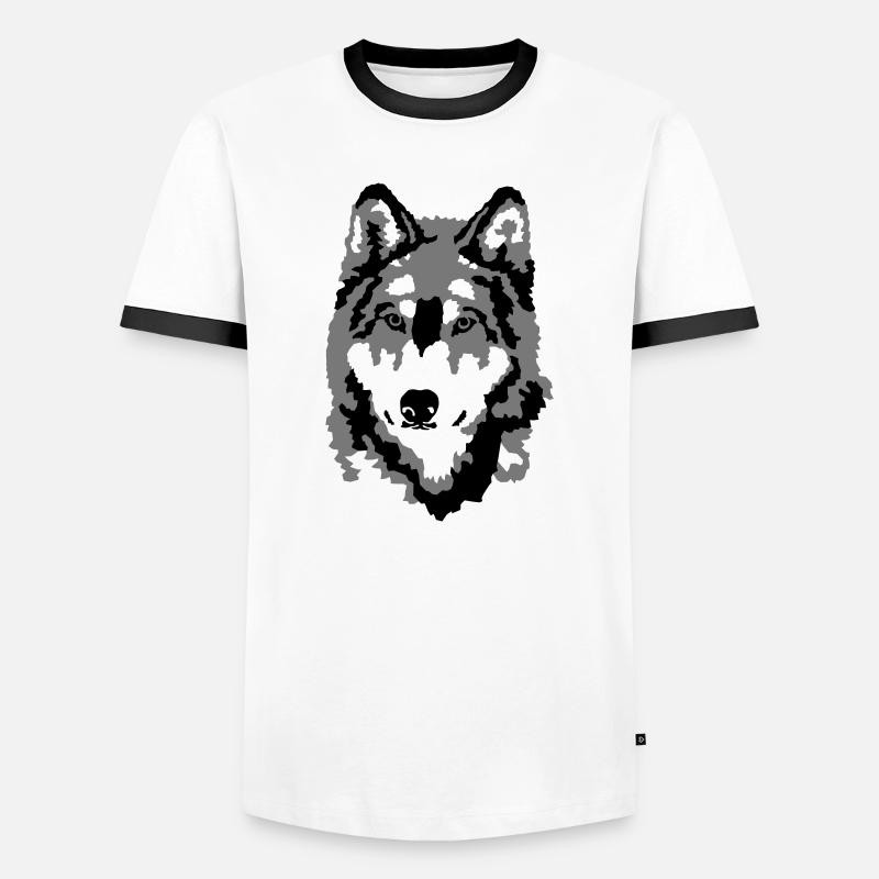 Wolf - Männer Kontrast-T-Shirt - Weiß/Schwarz