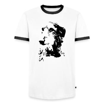 Tête écossaise de Deerhound - T-shirt contrasté Homme - blanc/noir - Devant - AI Model Female 172 light (172cm) & AI Model Male 178 dark (178cm)