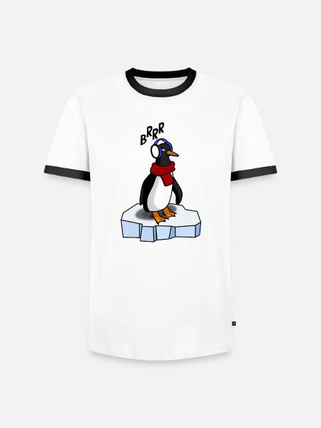 Dem süßen Pinguin ist kalt - Männer Kontrast-T-Shirt - Weiß/Schwarz