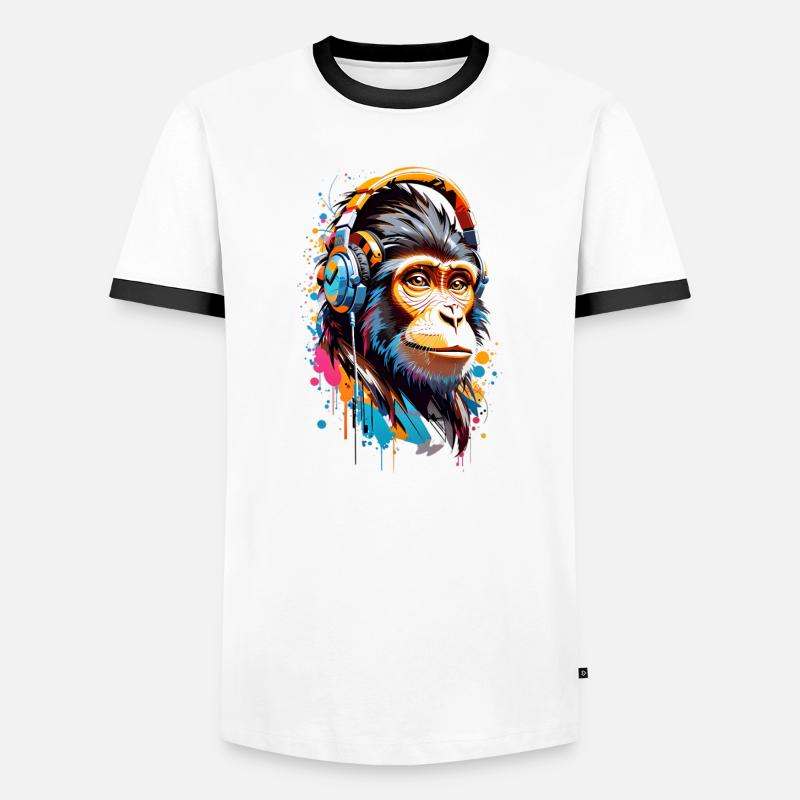 Cool monkey - Men's Ringer Shirt - white/black