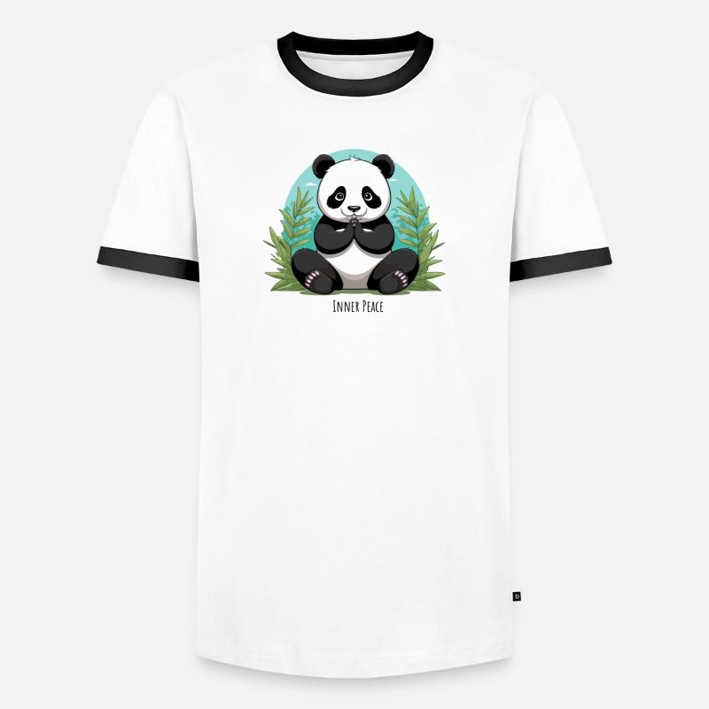 Inner Peace – Meditierender Panda - Männer Kontrast-T-Shirt - Weiß/Schwarz