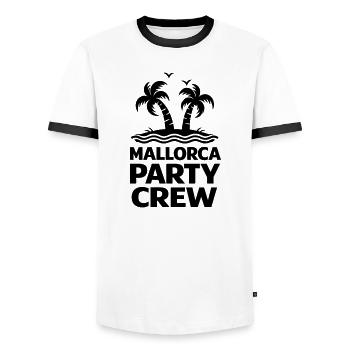 Mallorca Party Crew - Men's Ringer Shirt - white/black - Front - AI Model Female 172 light (172cm) & AI Model Male 178 dark (178cm)
