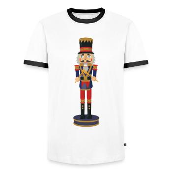 Casse-noisette batteur - T-shirt contrasté Homme - blanc/noir - Devant - AI Model Female 172 light (172cm) & AI Model Male 178 dark (178cm)
