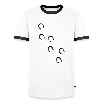 bourrin fer à cheval - T-shirt contrasté Homme - blanc/noir - Devant - AI Model Female 172 light (172cm) & AI Model Male 178 dark (178cm)