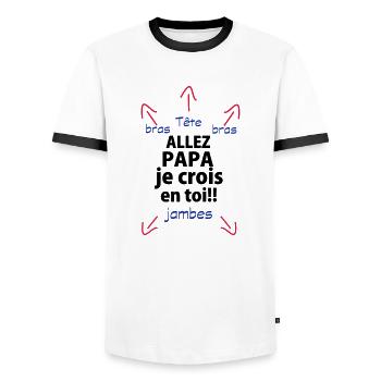 je crois en toi papa - T-shirt contrasté Homme - blanc/noir - Devant - AI Model Female 172 light (172cm) & AI Model Male 178 dark (178cm)
