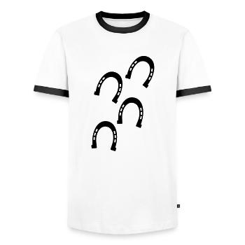 Horse Hooves - Men's Ringer Shirt - white/black - Front - AI Model Female 172 light (172cm) & AI Model Male 178 dark (178cm)