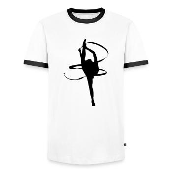 Rhythmische Sportgymnastik - Männer Kontrast-T-Shirt - Weiß/Schwarz - Vorne - AI Model Female 172 light (172cm) & AI Model Male 178 dark (178cm)