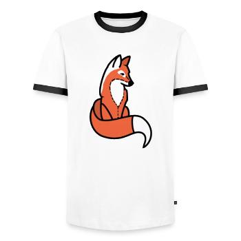 Fox - Men's Ringer Shirt - white/black - Front - AI Model Female 172 light (172cm) & AI Model Male 178 dark (178cm)