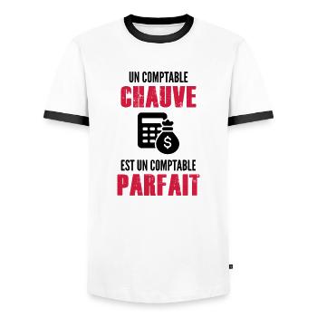 un Comptable chauve est un Comptable parfait - T-shirt contrasté Homme - blanc/noir - Devant - AI Model Female 172 light (172cm) & AI Model Male 178 dark (178cm)