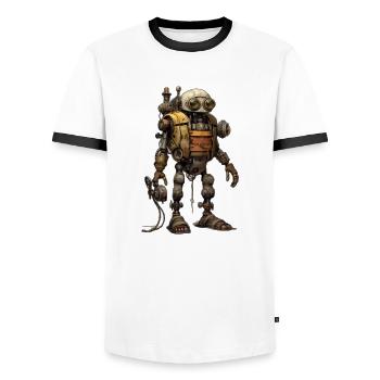 Roboter - Männer Kontrast-T-Shirt - Weiß/Schwarz - Vorne - AI Model Female 172 light (172cm) & AI Model Male 178 dark (178cm)