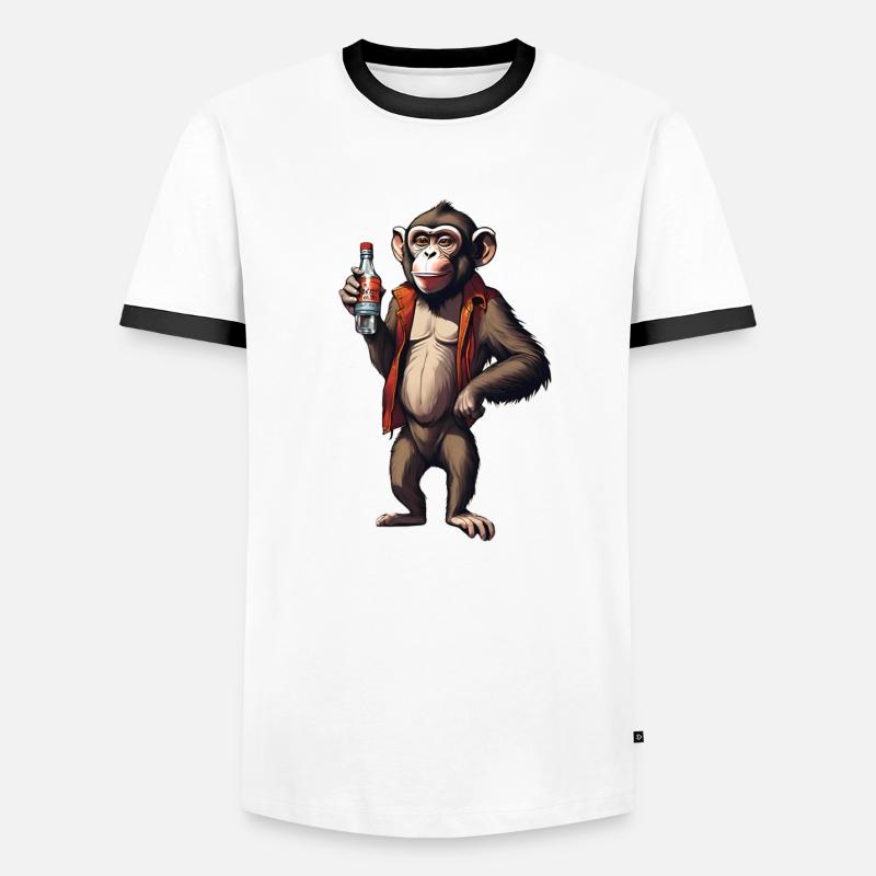 Monkey with vodka - Men's Ringer Shirt - white/black