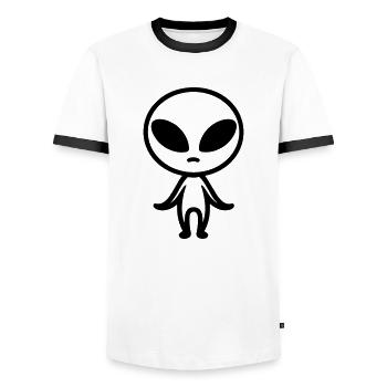 alien - Men's Ringer Shirt - white/black - Front - AI Model Female 172 light (172cm) & AI Model Male 178 dark (178cm)
