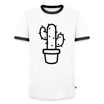 Kaktus - Männer Kontrast-T-Shirt - Weiß/Schwarz - Vorne - AI Model Female 172 light (172cm) & AI Model Male 178 dark (178cm)