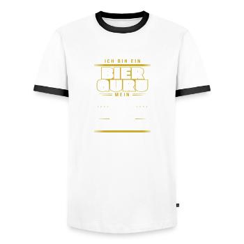 Ich bin ein Bier Guru - Männer Kontrast-T-Shirt - Weiß/Schwarz - Vorne - AI Model Female 172 light (172cm) & AI Model Male 178 dark (178cm)