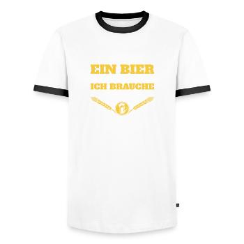 Ich brauche eine Bier - Männer Kontrast-T-Shirt - Weiß/Schwarz - Vorne - AI Model Female 172 light (172cm) & AI Model Male 178 dark (178cm)