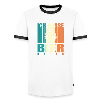Ich hasse Bier Hater - Männer Kontrast-T-Shirt - Weiß/Schwarz - Vorne - AI Model Female 172 light (172cm) & AI Model Male 178 dark (178cm)