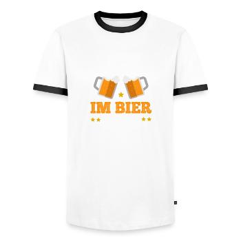 Ich Lebe im Bier und jetzt - Männer Kontrast-T-Shirt - Weiß/Schwarz - Vorne - AI Model Female 172 light (172cm) & AI Model Male 178 dark (178cm)