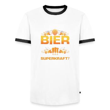 Ich lasse Bier verschwinden - Männer Kontrast-T-Shirt - Weiß/Schwarz - Vorne - AI Model Female 172 light (172cm) & AI Model Male 178 dark (178cm)