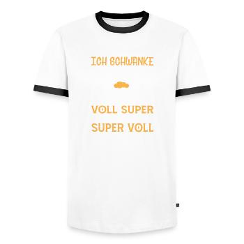Ich schwanke zwischen voll super und super voll - Männer Kontrast-T-Shirt - Weiß/Schwarz - Vorne - AI Model Female 172 light (172cm) & AI Model Male 178 dark (178cm)