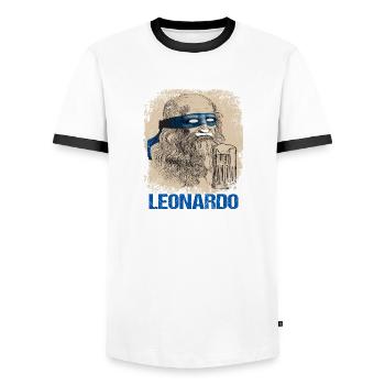 Leonardo - Männer Kontrast-T-Shirt - Weiß/Schwarz - Vorne - AI Model Female 172 light (172cm) & AI Model Male 178 dark (178cm)