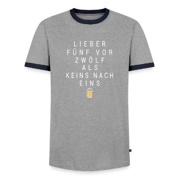 Lieber fünf vor 12 als keins nach eins - Männer Kontrast-T-Shirt - Grau/Navy  - Vorne - AI Model Female 172 light (172cm) & AI Model Male 178 light (178cm)
