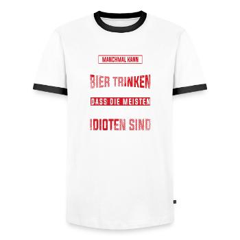 Manchmal kann man nur sein Bier trinken - Männer Kontrast-T-Shirt - Weiß/Schwarz - Vorne - AI Model Female 172 light (172cm) & AI Model Male 178 dark (178cm)
