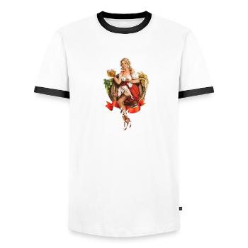 Mit bier ist alles schöner - Männer Kontrast-T-Shirt - Weiß/Schwarz - Vorne - AI Model Female 172 light (172cm) & AI Model Male 178 dark (178cm)