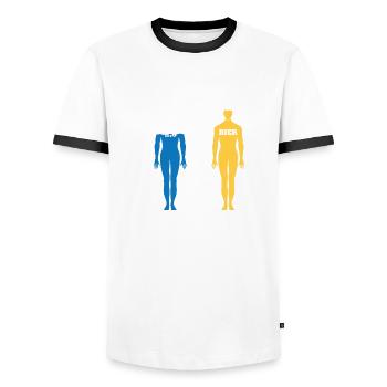 Normale Menschen Ich Bier - Männer Kontrast-T-Shirt - Weiß/Schwarz - Vorne - AI Model Female 172 light (172cm) & AI Model Male 178 dark (178cm)
