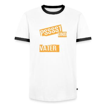 PSSSSST und bring deinem Vater ein Bier - Männer Kontrast-T-Shirt - Weiß/Schwarz - Vorne - AI Model Female 172 light (172cm) & AI Model Male 178 dark (178cm)